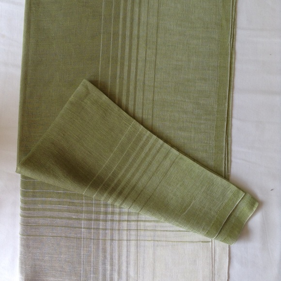 Green & White Linen-Cotton-50*180 - Picture 4 of 4